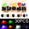 30pcs Car Auto T5 T10 5050 SMD LED Light Bulbs Instrument Panel Dashboard Light Bulbs Lamp 12V 5