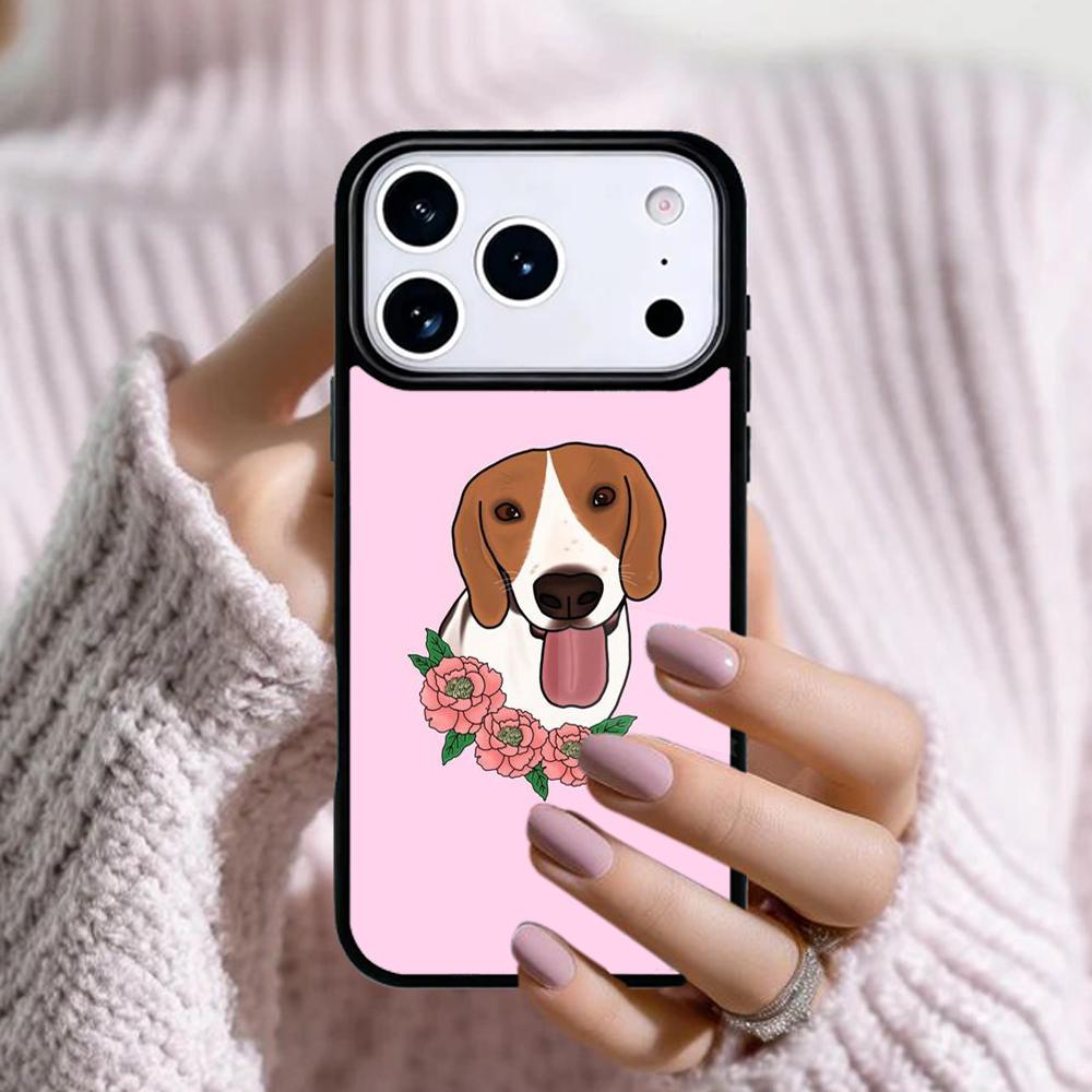 Чехол для телефона с изображением Бигля и цветов Для Apple iPhone 17 Air 16E 15 14 Plus 13 12 11 Pro Max Mini Funda Обложка