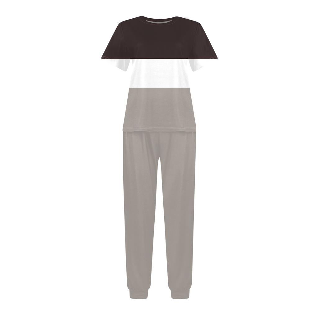 Женский спортивный костюм с круглым вырезом и коротким рукавом, свободные брюки