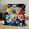 Floral arrangement with vibrant splashes of color and bold typography. for all seasons blanket lunch break throw gift