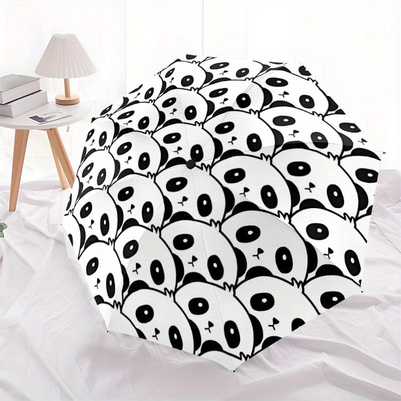 1pc Panda Pattern Automatic Open/close, All-Season Portable Folding Umbrella, Travel, Everyday, Formal Events - Compact Luxury Parasol, Outdoor Access