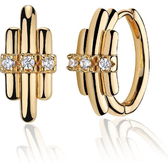 Cubic Zirconia Huggie Earrings 14k Gold Plated Tiny Earrings Small Huggie Hoop Earrings Simple Lightweight Hoops Gift for Women