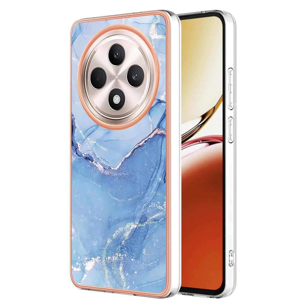 For Oppo Reno12 F 4G/Oppo Reno12 F 5G TPU Case Marble Pattern 2.0mm Electroplating Phone Back Cover