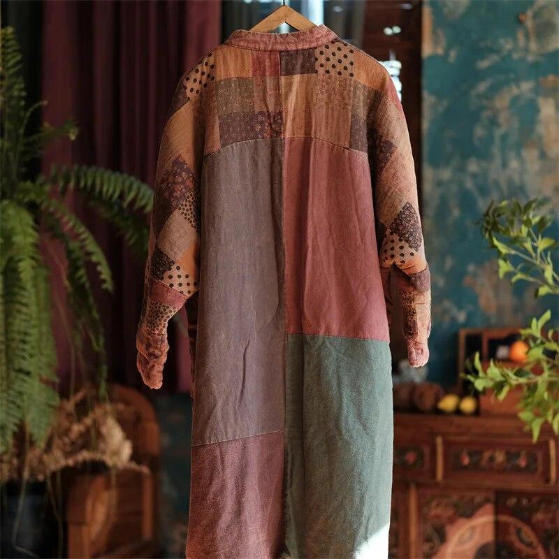 Johnature Женские зимние винтажные парки с длинными рукавами и пуговицами, хлопковые зимние пальто, женские парки в китайском стиле