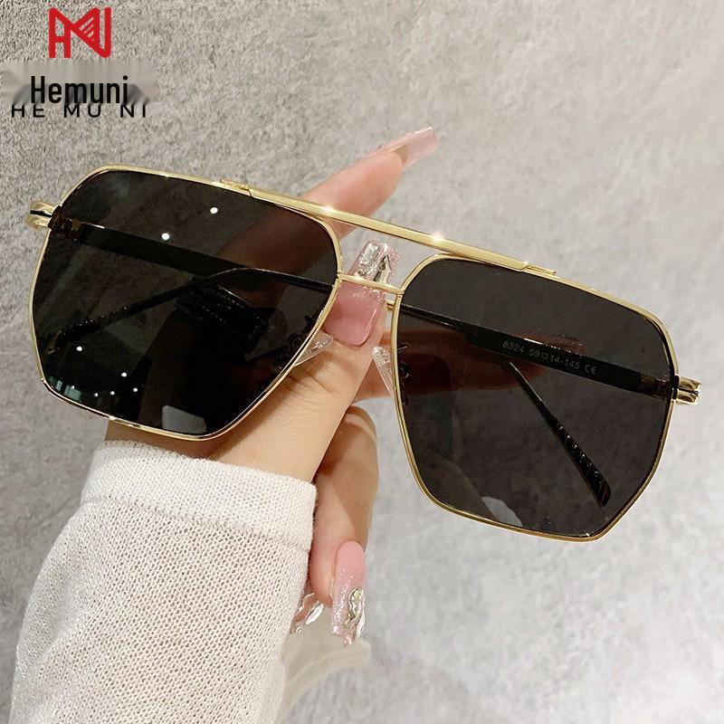 Унисекс Солнцезащитные очки с большой оправой и двойной переносицей для путешествий и стиля