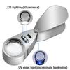 40x 25mm LED Luminous Foldable Magnifier Portable Handheld Metal Jewelry Magnifying Glass With Led Uv Lamp