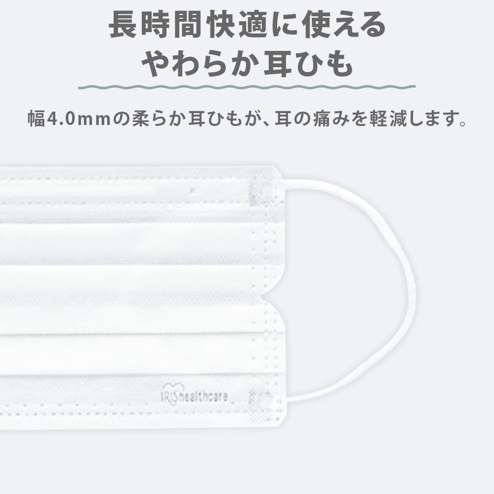 IRIS OHYAMA Одноразовые нетканые плиссированные обычные маски, 120 штук, размер,