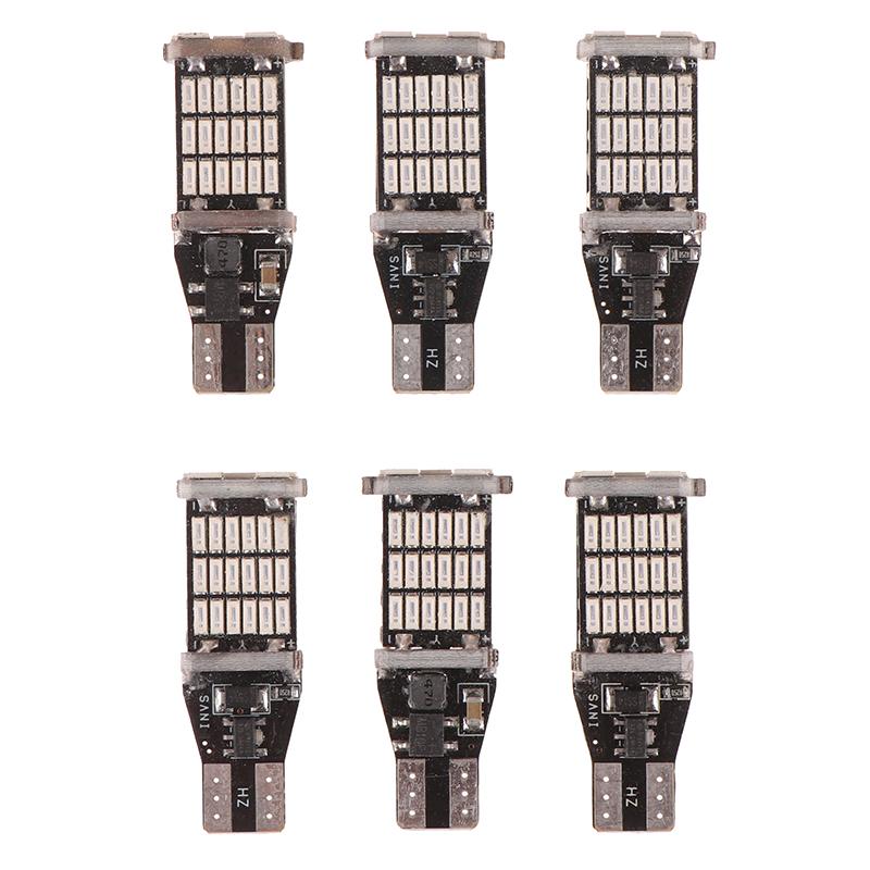 6 шт. Светодиодные лампы T15 W16W 921 912 T16 T10 902 45SMD 4014 Светодиодный свет Супер яркий 1200 лм Замена для фонаря заднего хода автомобиля Белый