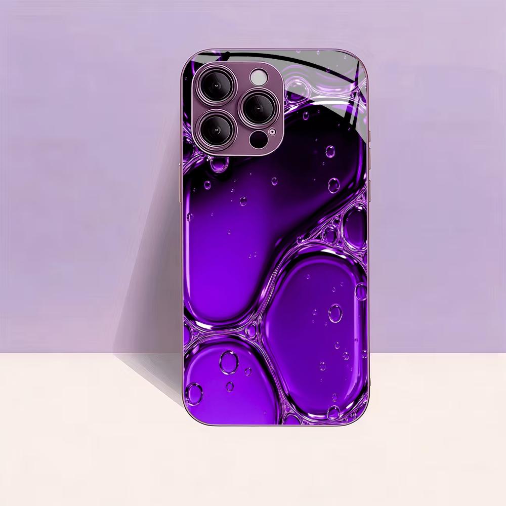 Фиолетовый эффект капли воды для чехла iphone Модный для coque iphone Чехол fundas Стекло для iPhone 17 16 15 14 13 12 pm Pro Plus