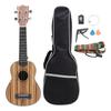 Soprano Ukulele Kit 21in Zebra Wood for Beginner Kids Adult Student with Case Tuner Strap Picks