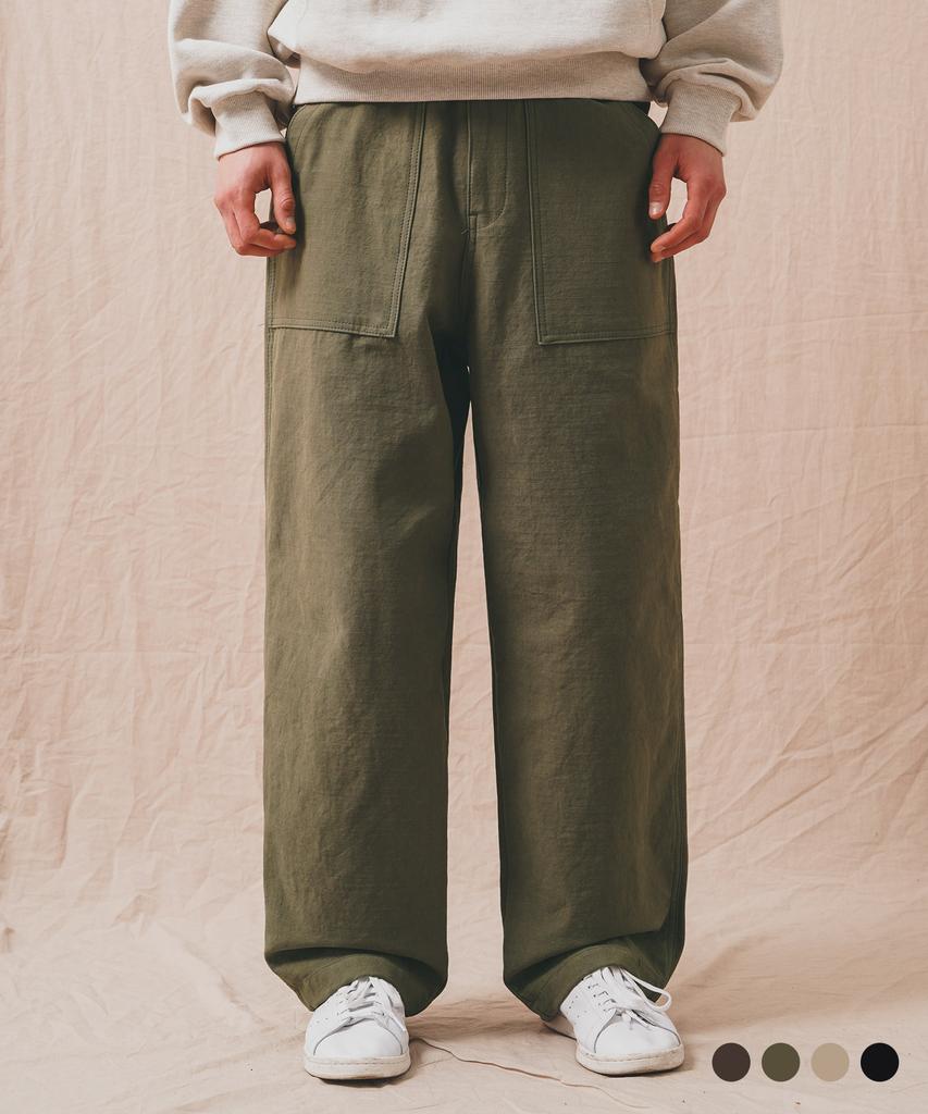 PERSTEP Rough Slub Fatigue Pants Olive Julp4678