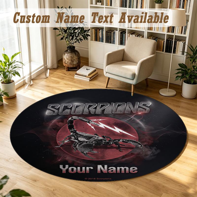 Round Rug Custom NameScorpions Pattern Non Slip Carpet Home Floor Decor