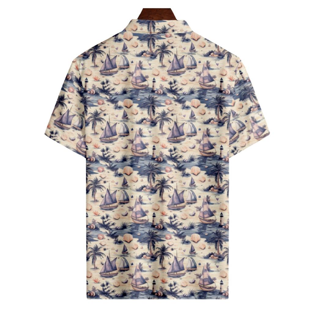 Мужская летняя рубашка для гольфа с принтом «Гавайи», с короткими рукавами, повседневная модная рубашка для мужчин