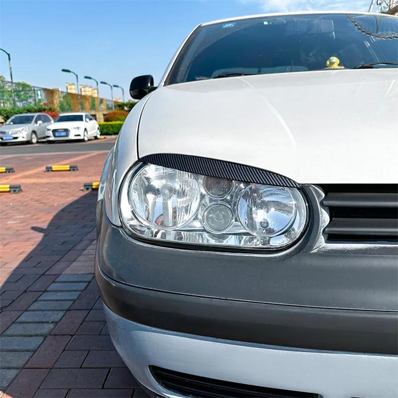 Накладки на брови передних фар из углеродного волокна, глянцевые черные, из АБС-пластика, аксессуары для Volkswagen для VW Golf 4 MK4