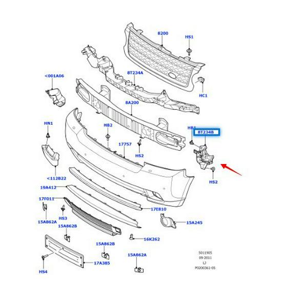LR011577/LR011467: Front bumper brackets for 2010-2012 Land Rover Range Rover.
