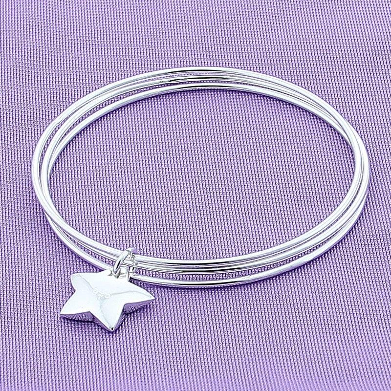 925 Sterling Silver Stylish and Simple Three-ring Star Bracelet Birthday Party Anniversary Gift Daily Wear