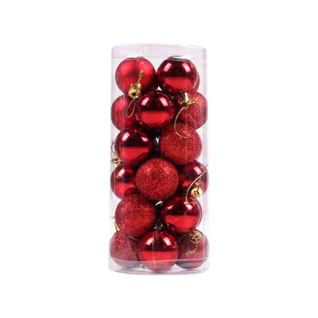 24PCS Christmas Ball Ornaments Mini Shatterproof Plastic Christmas Baubles Set for Holiday Party Wreath Tree Decor(1.57inch)