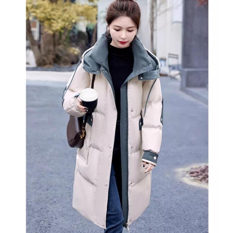 Модная зимняя куртка в стиле пэчворк для женщин, пальто средней длины с хлопковой подкладкой