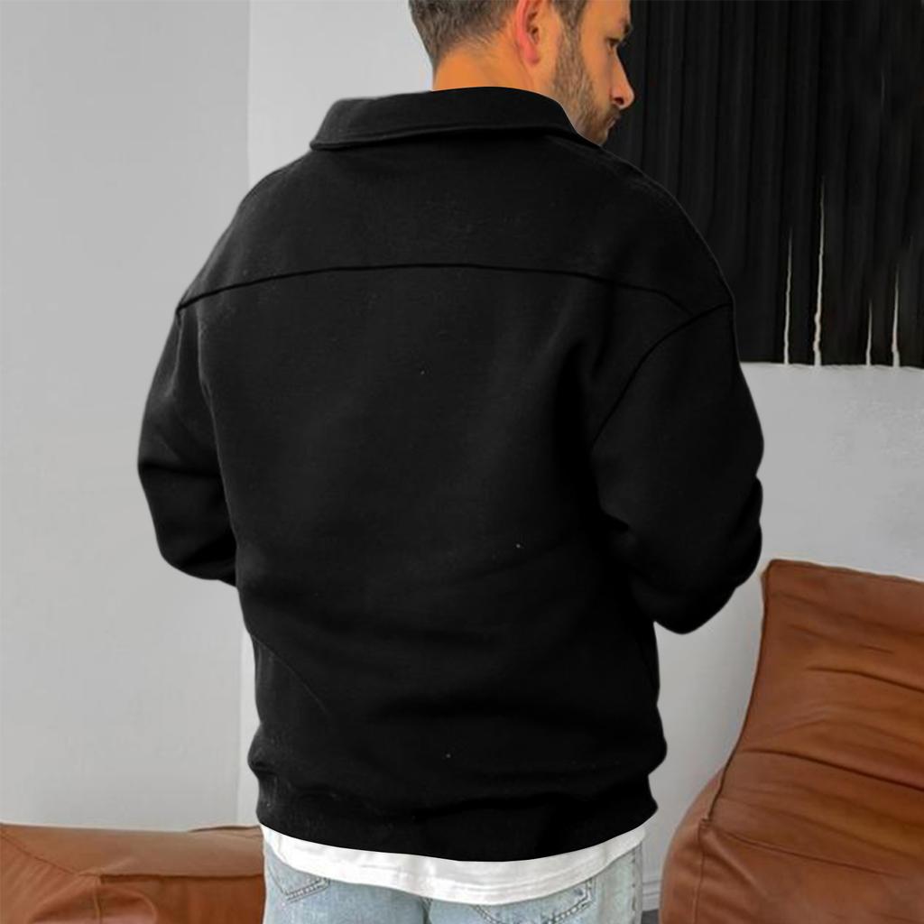 Мужская повседневная рубашка свободного кроя с воротником и длинными рукавами