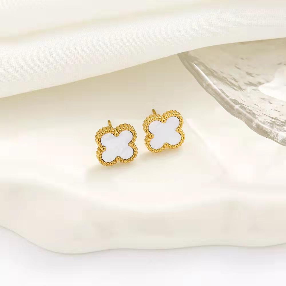 Высококачественные серьги с четырехлистным клевером, легкие роскошные модные индивидуальные серьги 18 карат, не теряют цвет