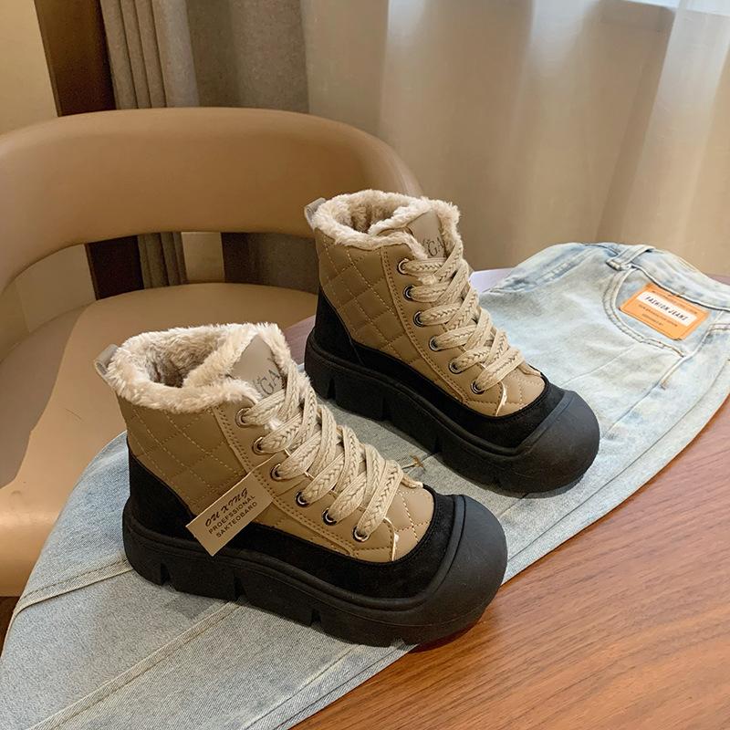 Winter Velvet New Ins Female Students Platform Heightening Sports Board Shoes Casual HY