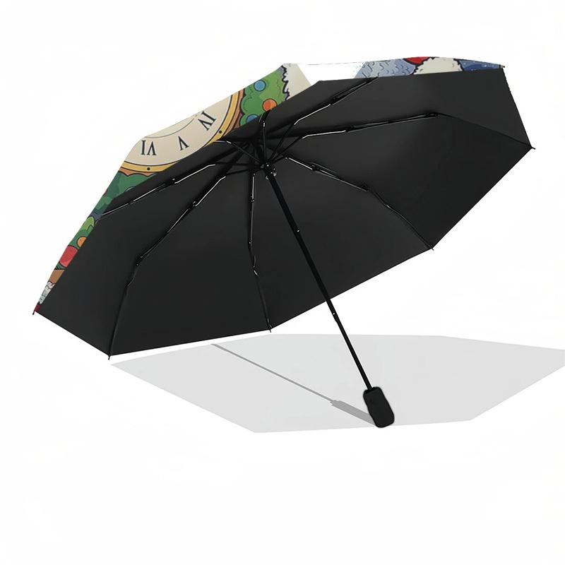 1pc Merry Christmas! Santa's Gift: Automatic Opening/Closing Umbrella with Portable Foldable Design, 8-Bone Iron Frame for Outdoor Use, Perfect Festiv