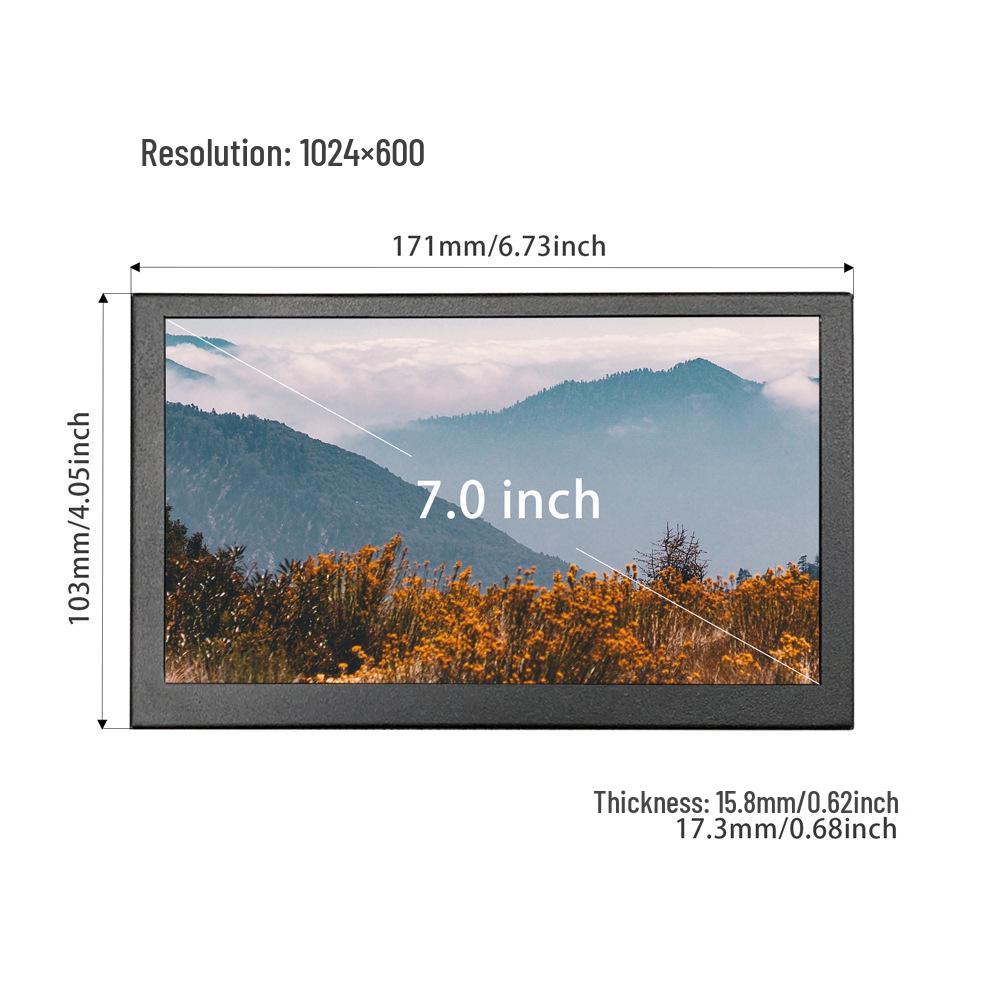 Портативный монитор HDNI: Черно-белый металлический корпус, емкостный сенсорный ЖК-дисплей высокой четкости