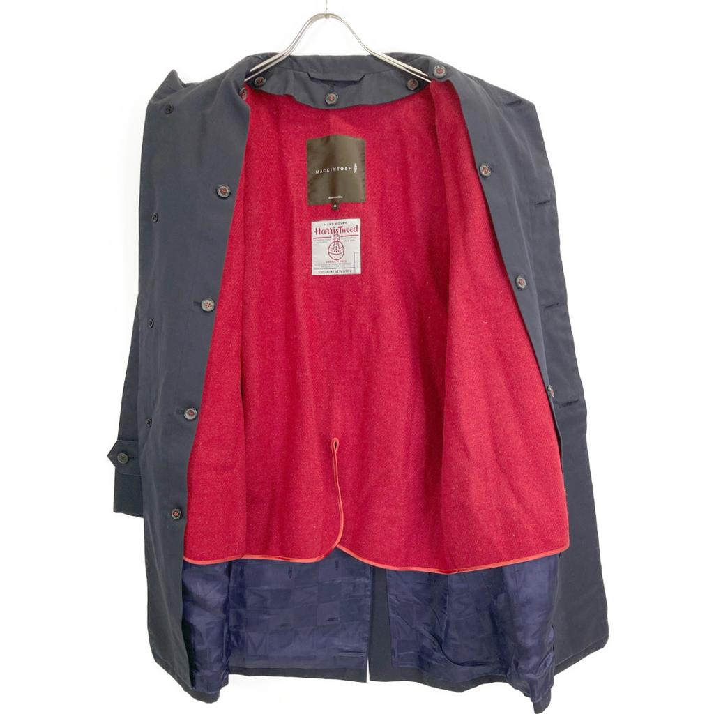 MACKINTOSH № YG Пальто тренч темно-синего цвета с подкладкой из твида Харрис 36 Темно-синий Б/у