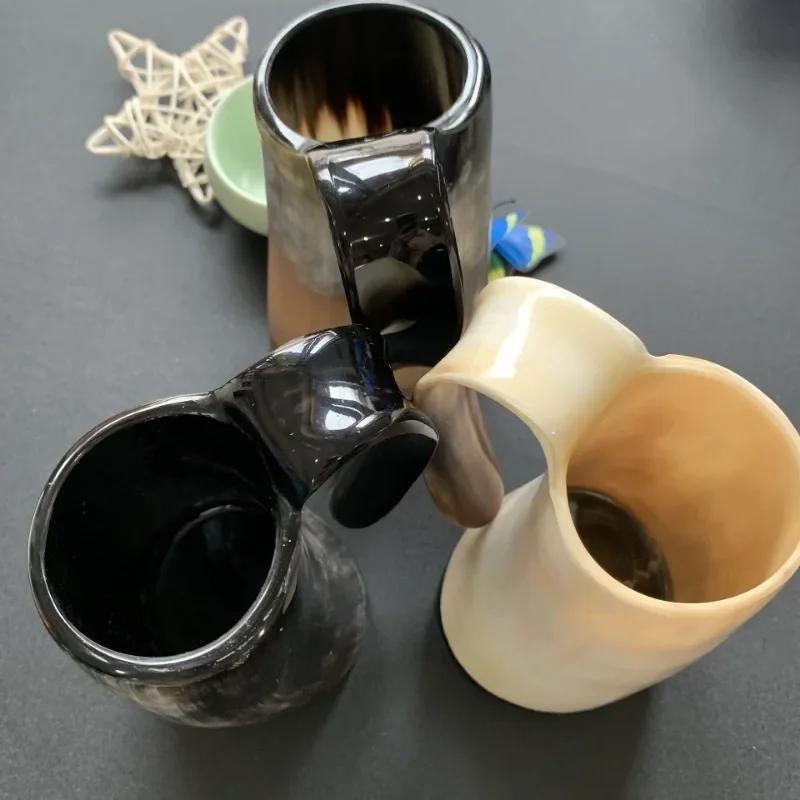 Handicrafts Home Real Viking Drinking Horn Mug with Stand Cups Ale Beer Wine Goblet Chalice Tankard Beaker Vessels
