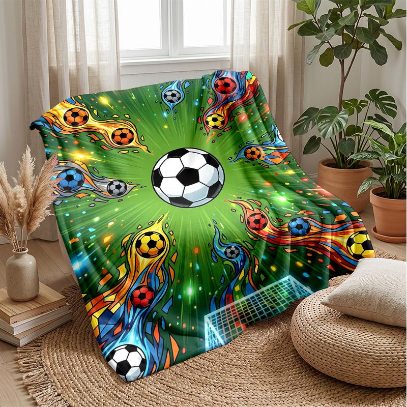 Soccer Ball in Flames Theme blanket Lightweight Warm Flannel Blanket Decorative Throw Blanket for Home Decoration
