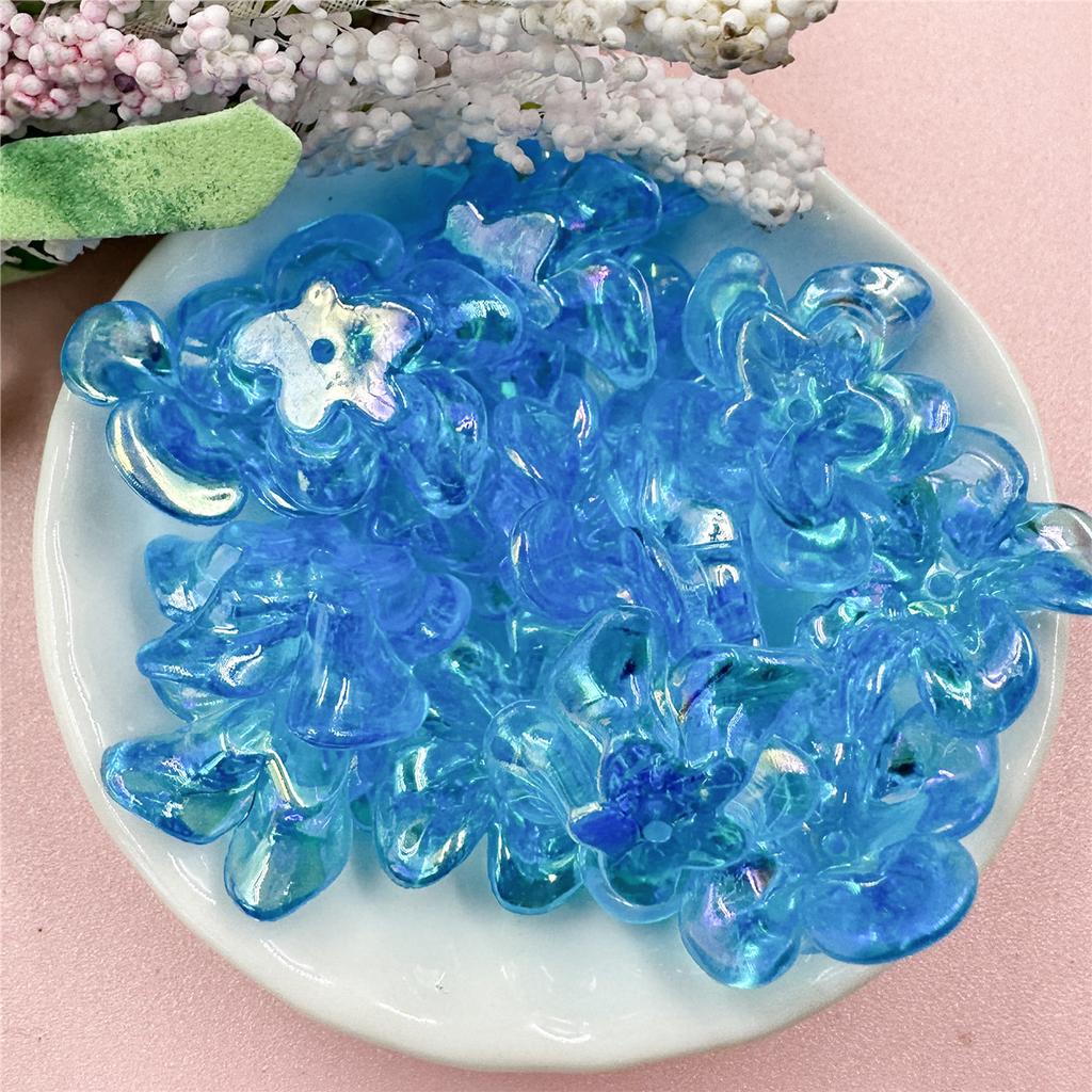 Hanmade Transparent DIY Handmade Materials 21.4*23.6mm Fashion Irregular Necklaces Jewelry Marking Acrylic UV Color Big Flower Beads 10pcs
