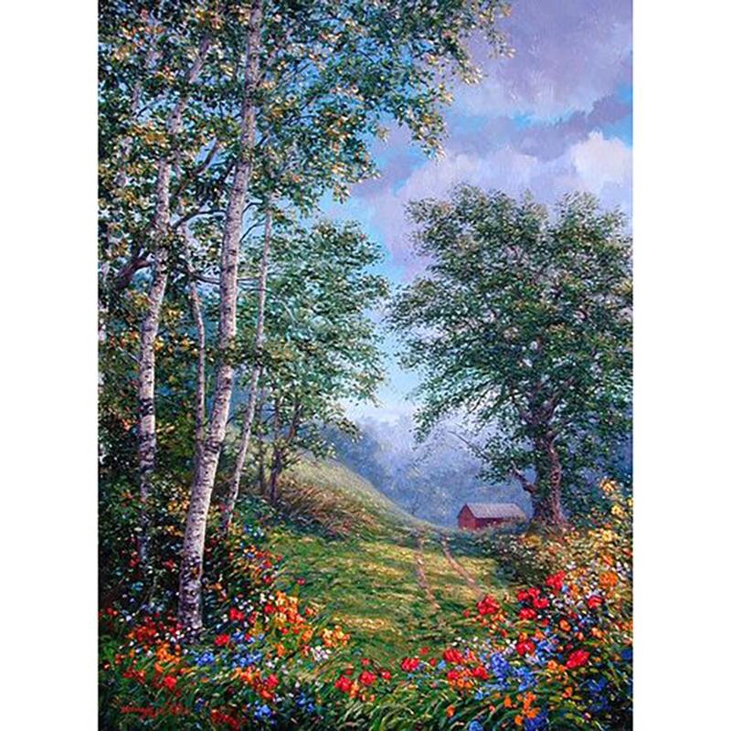 DIY Tree Creek 5D Diamond Painting Full Round Drill Scenic Diamond Embroidery Cross Stitch Mosaic Kits Wall Art Home Decor