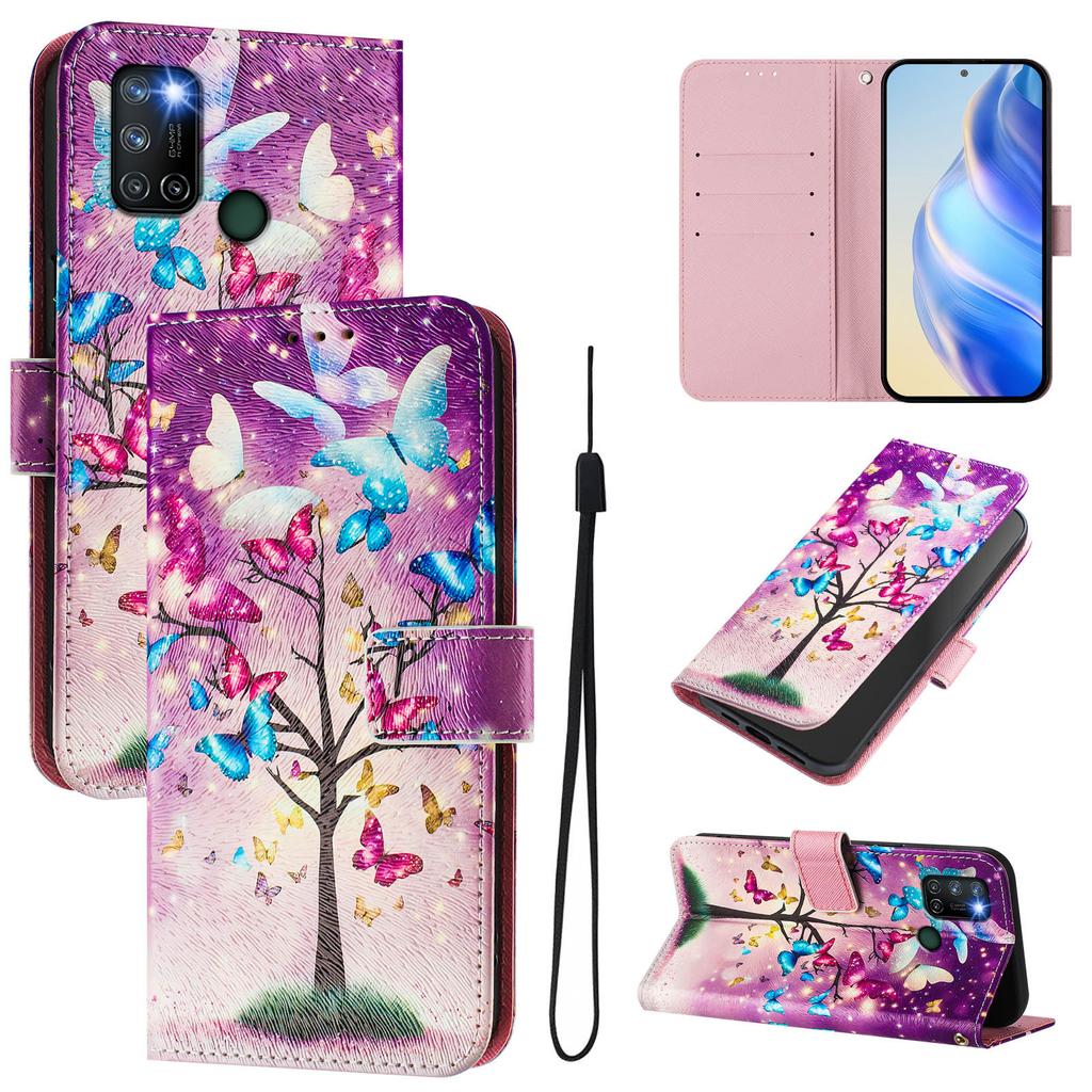Butterfly Tree Luxury Painted Leather Case Wallet Book Style Cover for Oppo A72/A52/A92 4G,A36 4G,Reno 8/9,Realme 8/9/10/11/12...