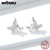 Authentic 925 Sterling Silver Butterfly Stud Earrings for Women