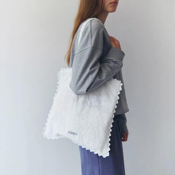 LACE SHOULDER BAG WHITE