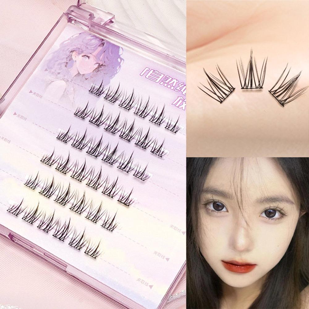 Glue Free Manga Lashes With Jelly Glue Strips 3D False Eyelashes Cat Elf Eyelashes Party Supplies