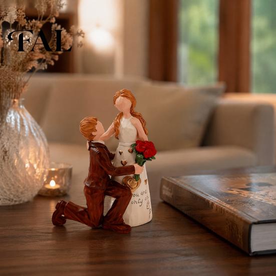 Handcrafted Resin Ornament for Home Faceless Wedding Couple Figurine, Statue, Romantic Proposal Artistic Decor Various Interior Styles Sculpture
