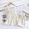 2025 Summer New Style Ladies Pajamas Two-piece 100%Cotton Crepe Suspender Shorts Vest Suit Sweet And Loose Home Service Sexy Pjs