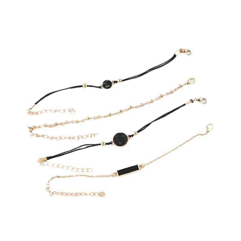 Модный набор браслетов с черно-бирюзовым узором: Европейско-американский стиль, ручная работа, 4 предмета