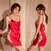 Dusk сексуальное нижнее белье шелковистая сексуальная пижама женская ночная сорочка с разрезом по бокам на шнуровке горячая униформа домашний костюм