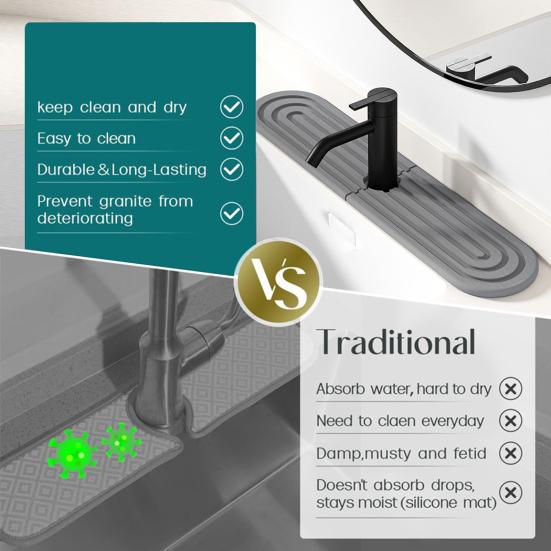 Коврик для крана, защита от брызг, быстросохнущий коврик для кухонного крана, дренажный коврик, впитывающий воду каменный поддон для столешницы в ванной