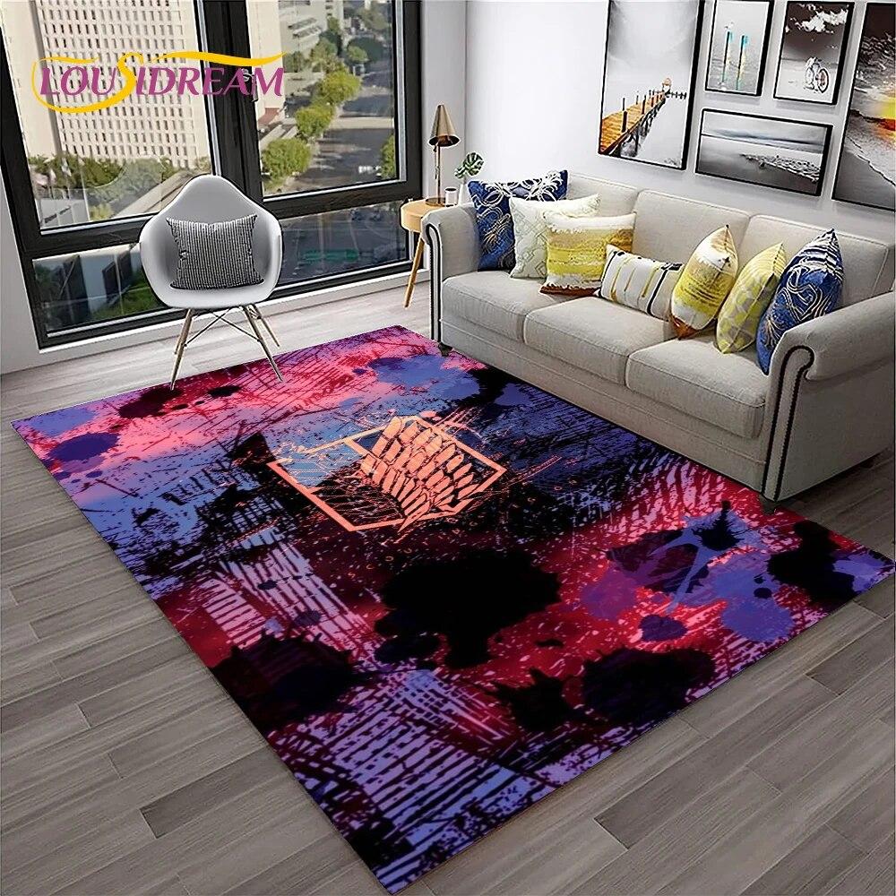 3D аниме «Атака Титанов» ковер с героями мультфильмов для дома, гостиной, спальни, дивана, коврика, декор, детский игровой коврик, нескользящий напольный коврик