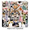 50 картинок персонализированных милых кошачьих мультяшных дудл наклеек для украшения блокнота, чемодана, автомобиля, самоката