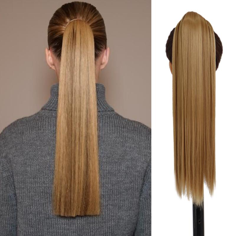 LISI HIAR Women Long Straight Ponytail Hair Wig Red Wine Blond Light Grey Black Synthetic Fiber Hair Extensions Party Time Daily Use