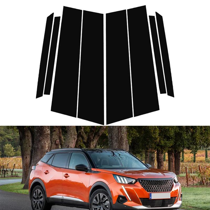 8 шт. Автомобильная дверь, окно, колонка, BC, крышка стойки, отделка, материал ПК, наклейка, подходит для Peugeot 2008 2020-2022