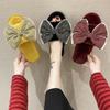 Fashion 2024 Women's Home Non-slip Flat Shoes Autumn/winter New Plaid Bow Fluffy Slippers Pregnant Women Warm Slippers