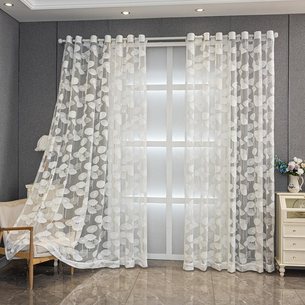 Lace Jacquard Transparent Curtain Window Screen Living Room Bedroom Balcony Screen Curtain Transparent Window Screen Curtain