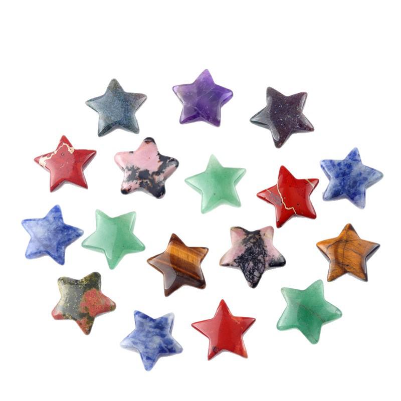 20mm Holeless Crystal Pentagram Natural Agate Star Semi-precious Stone for DIY Jewelry Hair Accessories