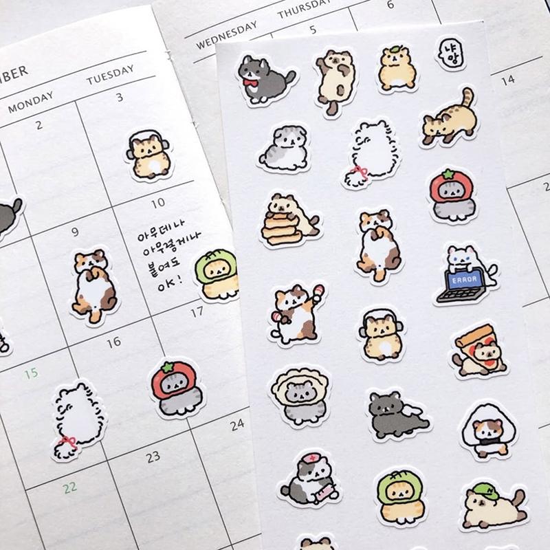 1/3 Sheets Korean Cute Graffiti Style Rabbit Cartoon Stickers Kawaii Animal Decals Hand Account Diary Scrapbook Sticker