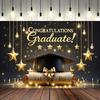 Sparkling Graduation Celebration Background Cloth Decor Banner,Bachelor'S Hat,Diploma Pattern Graduation Party Decor,Campus Graduation Supplies